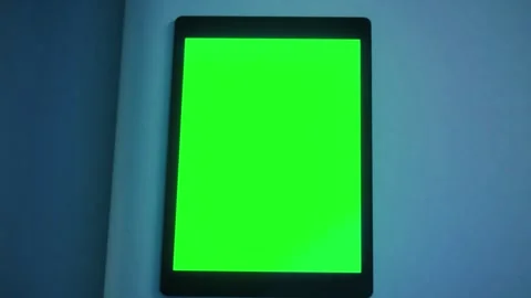 Modern Digital Tablet Mockup With Bright Chroma Key Display Stock Footage 338201334