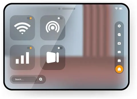 Modern Digital Tablet Mockup with Transparent UI Elements Stock Illustration
