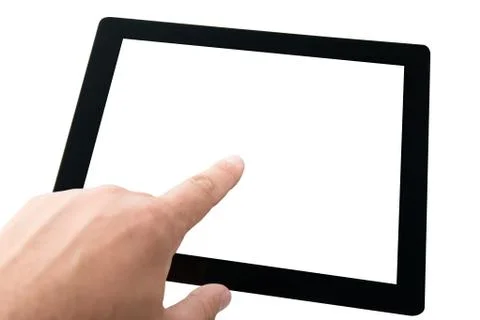 Modern digital tablet pc with blank screen and hands Stock Photos