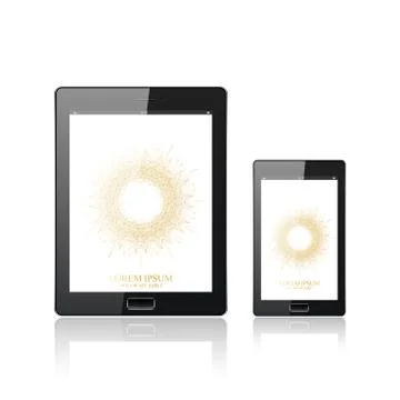 Modern digital tablet PC with mobile smartphone isolated on the white. Mobile Stock Illustration
