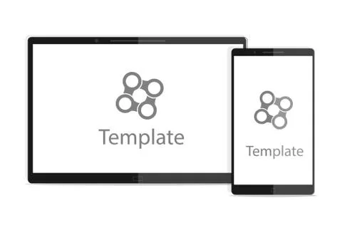 Modern digital tablet PC with mobile smartphone isolated on white. Vector Stock Illustration