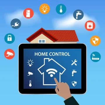 Modern digital Tablet PC with Smart House Apps Illustrazione stock