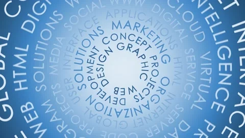 Modern digital tech circle word cloud lo... | Stock Video | Pond5