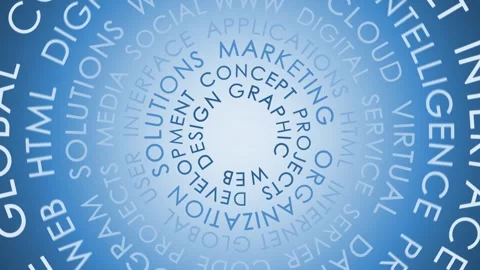 Modern digital tech circle word cloud loop animation Stock-Footage 332810606