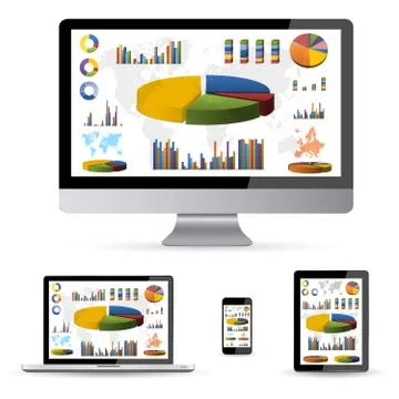 Modern digital tech device collection Stock Illustration