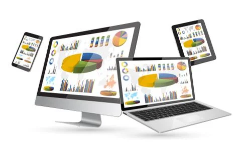 Modern digital tech device collection Illustrazione stock