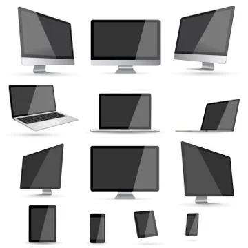 Modern digital tech device collection Stock Illustration