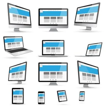 Modern digital tech device collection Stock Illustration