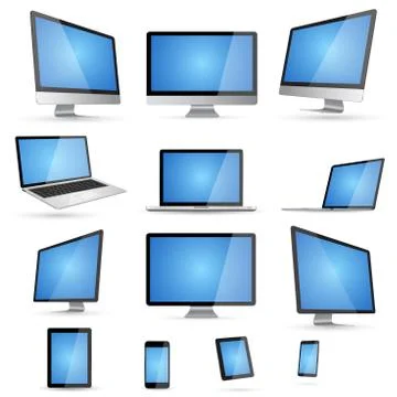 Modern digital tech device collection Иллюстрация