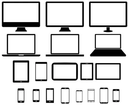 Modern digital tech device collection Stock Illustration