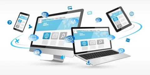 Modern digital tech device collection 스톡 일러스트