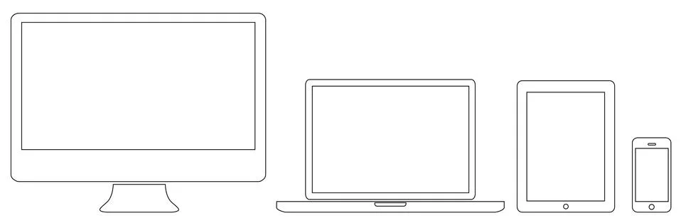 Modern digital tech device collection Stock Illustration