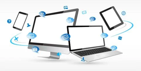 Modern digital tech device collection Stock Illustration