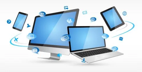 Modern digital tech device collection Stock Illustration