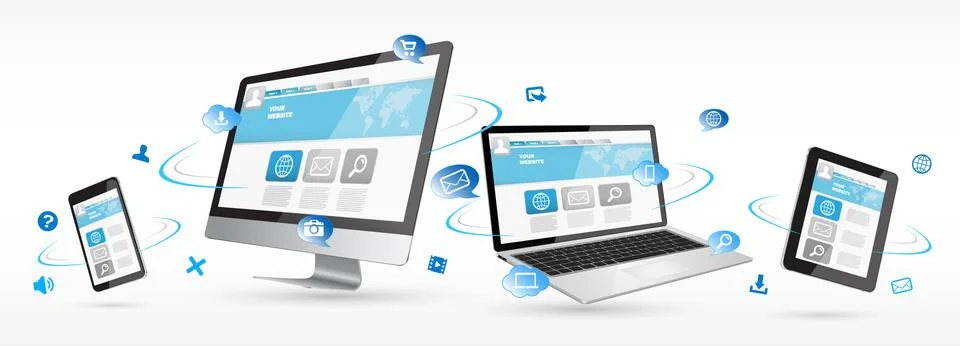 Modern digital tech device collection Stock Illustration