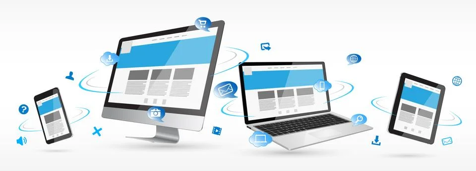Modern digital tech device collection Illustrazione stock