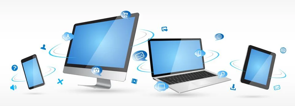 Modern digital tech device collection Illustrazione stock