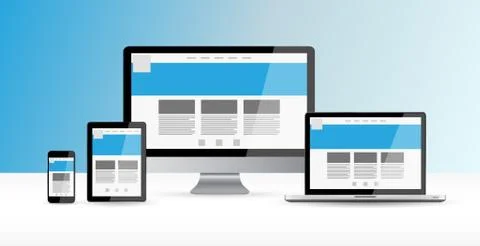 Modern digital tech device collection Stock Illustration