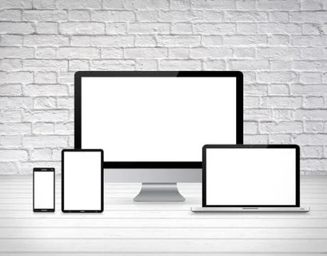 Modern digital tech device collection Stock Illustration