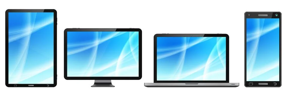 Modern digital tech device collection Illustrazione stock