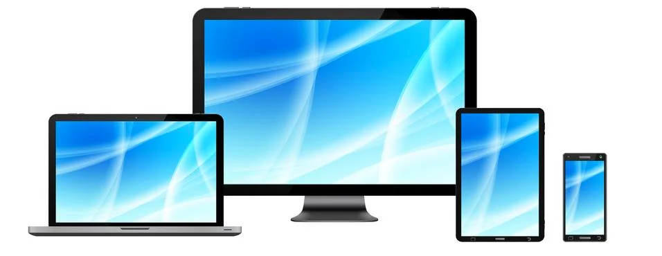 Modern digital tech device collection Stock Illustration