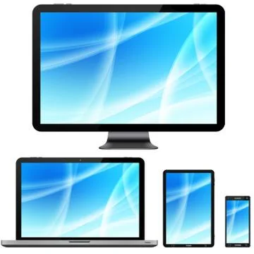 Modern digital tech device collection Stock Illustration