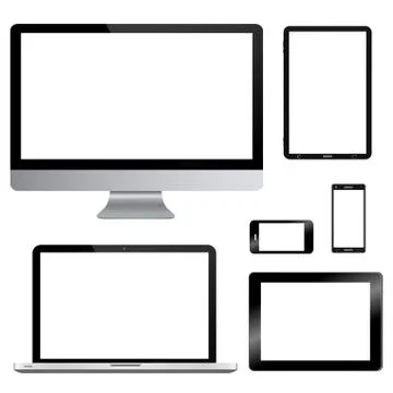 Modern digital tech device collection Stock Illustration