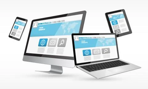 Modern digital tech device collection Stock Illustration