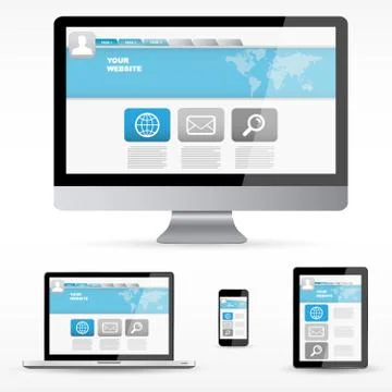 Modern digital tech device collection Stock Illustration