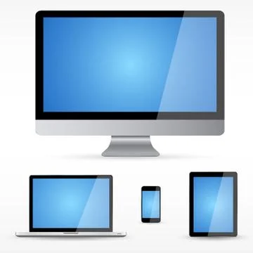 Modern digital tech device collection Stock Illustration