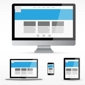 Modern digital tech device collection Stock Illustration