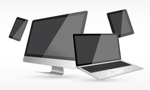 Modern digital tech device collection 스톡 일러스트