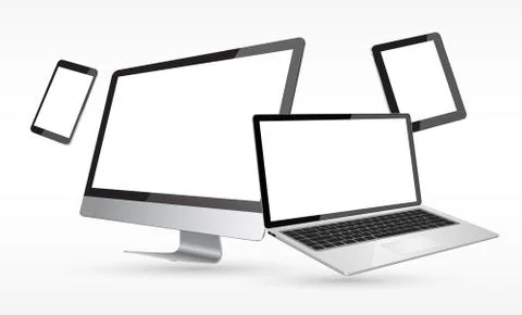 Modern digital tech device collection Stock Illustration