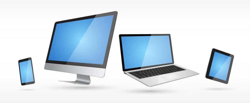 Modern digital tech device collection Stock Illustration