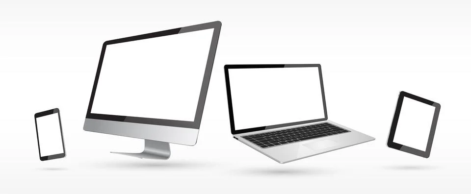Modern digital tech device collection Stock Illustration
