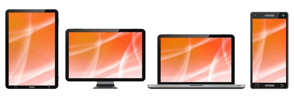 Modern digital tech device collection Stock Illustration