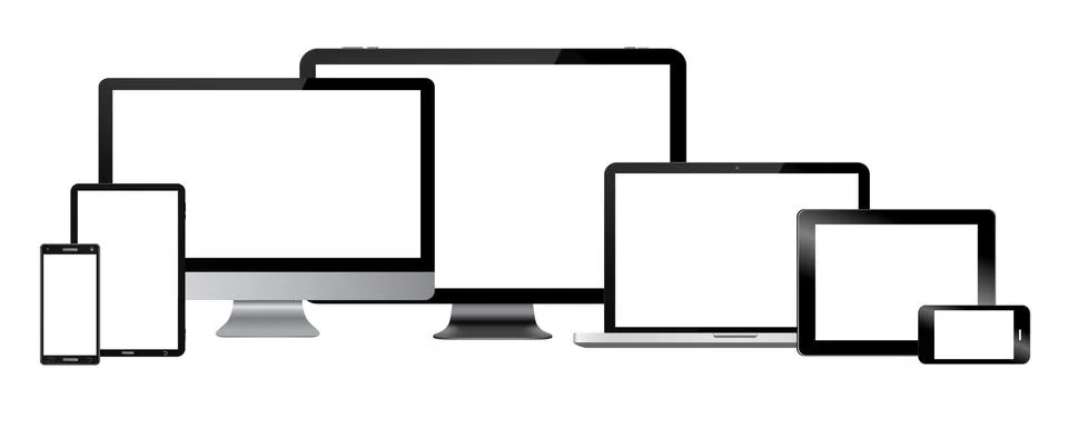 Modern digital tech device collection Stock Illustration