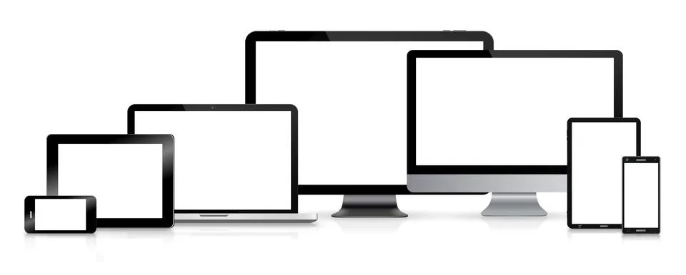 Modern digital tech device collection Illustrazione stock