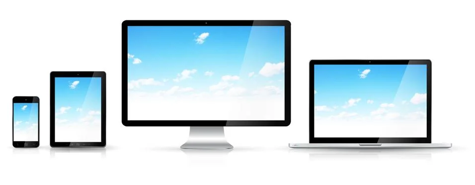 Modern digital tech device collection Stock Illustration