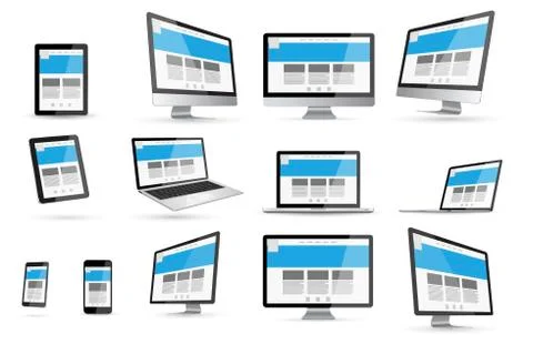 Modern digital tech device collection Stock Illustration