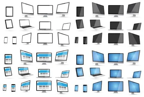 Modern digital tech device collection Stock Illustration
