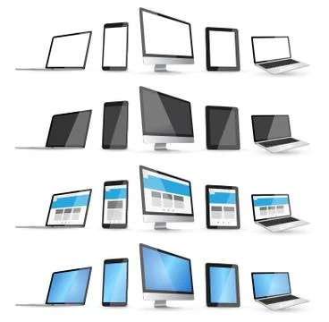 Modern digital tech device collection Иллюстрация
