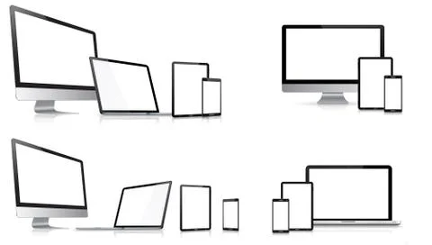 Modern digital tech device collection Stock Illustration