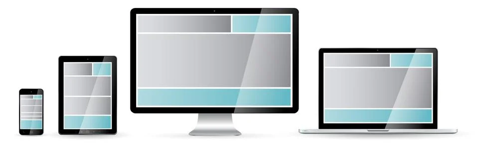 Modern digital tech device collection Stock Illustration