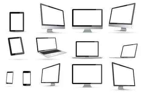 Modern digital tech device collection Stock Illustration