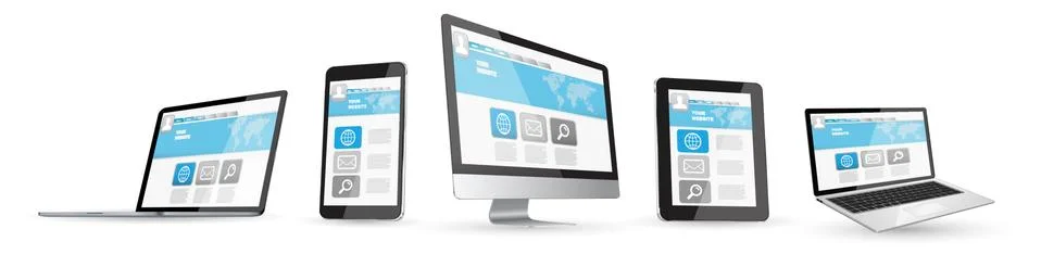Modern digital tech device collection Stock Illustration