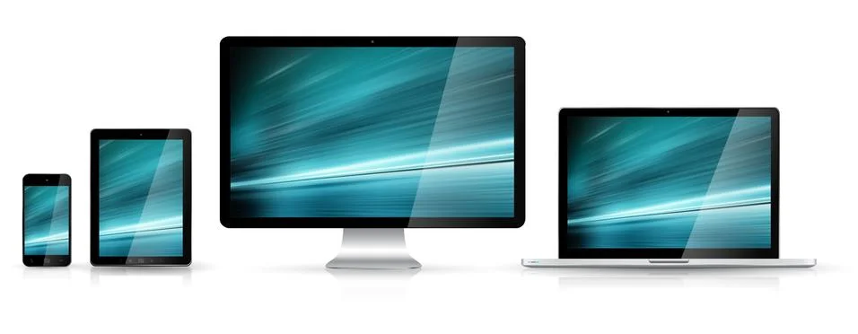 Modern digital tech device collection Stock Illustration