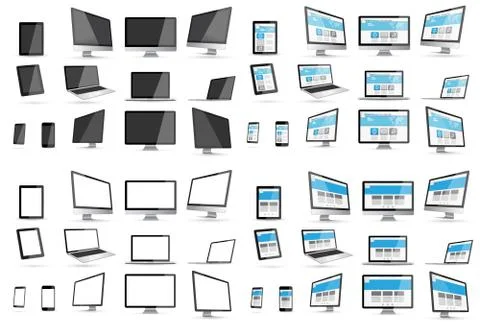 Modern digital tech device collection 스톡 일러스트