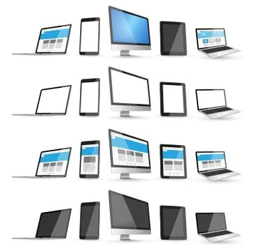 Modern digital tech device collection Иллюстрация