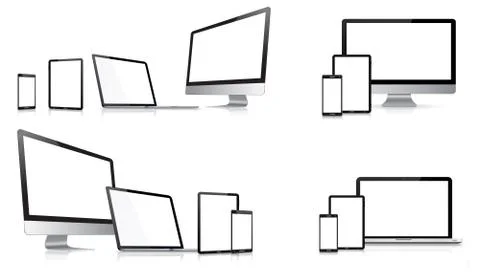 Modern digital tech device collection Stock Illustration